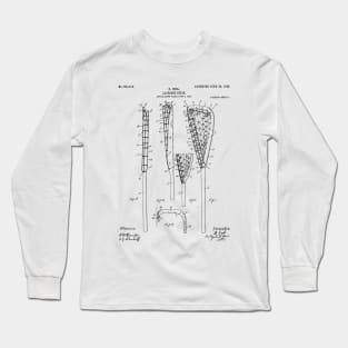 Lacrosse Stick Patent - Lacrosse Player Art - Black And White Long Sleeve T-Shirt